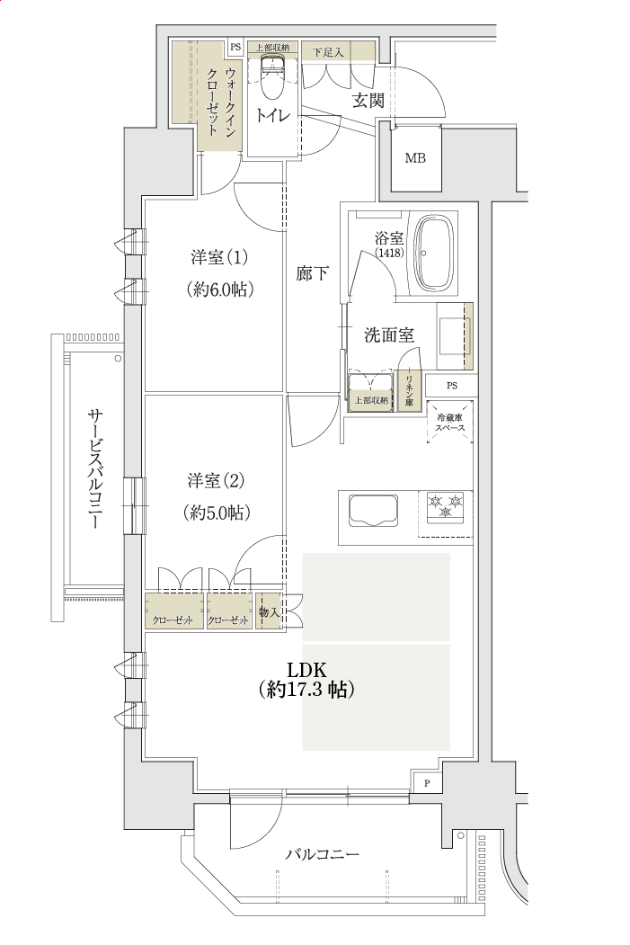 名古屋市名東区上社の新築分譲マンション「ユニロイヤル名東上社駅前」Aタイプ無料変更メニュー1「LD拡張」